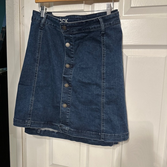 Lovesick Women Size 24 Button Front Blue Denim Mini Casual Paneled Skirt - Picture 2 of 7